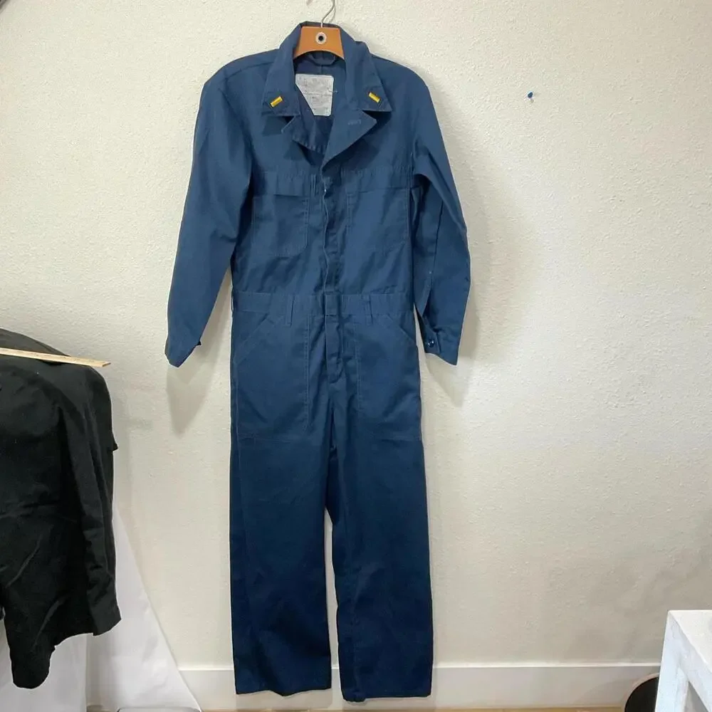 Men's Blue Navy Military Jumpsuit With Stripes